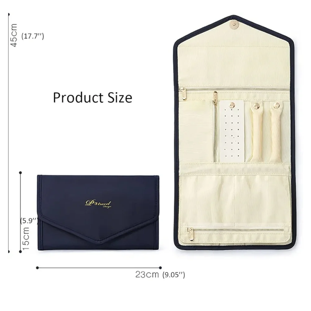 Travel Jewelry Organizer Bag, Foldable Jewelry Roll for Earrings, Necklace, Ect - Picture 4 of 5